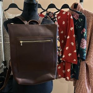 PORTLAND LEATHER Laptop Backback - Cognac